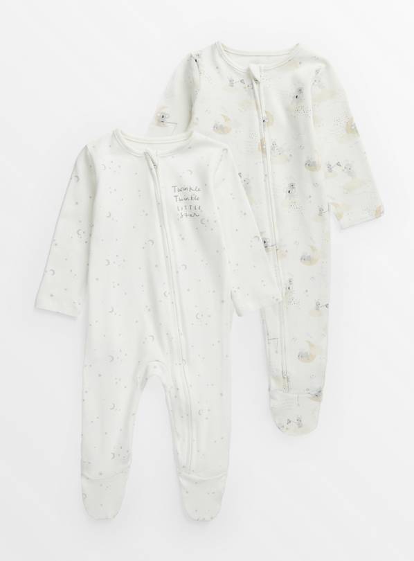 Cream Twinkle Twinkle Sleepsuit 2 Pack 18-24 months